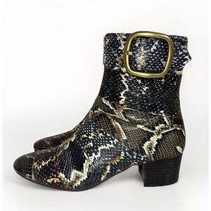 COACH Women's SIZE 6 Cassandra Booties Genuine Snakeskin Buckle Multi-Color